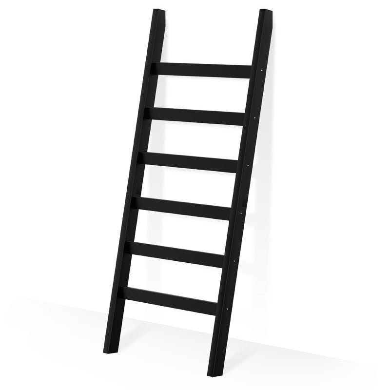 POXAKA Bamboo Blanket Ladder 6 Tier blanket holder 689 Inch Tall blanket rack Ladder Shelf against the wall Rustic Bamboo Quilt Rack Stand in Bathroom Living Room Bedroom Black