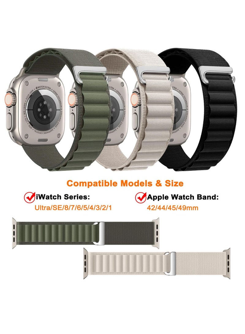 BORTONY Apple Watch Alpine Loop Band 38mm 40mm 41mm Nylon Woven Sport Strap Compatible with iWatch Series 8/Ultra/7/SE/6/5/4/3/2/8 Pack of 3  - Image 2