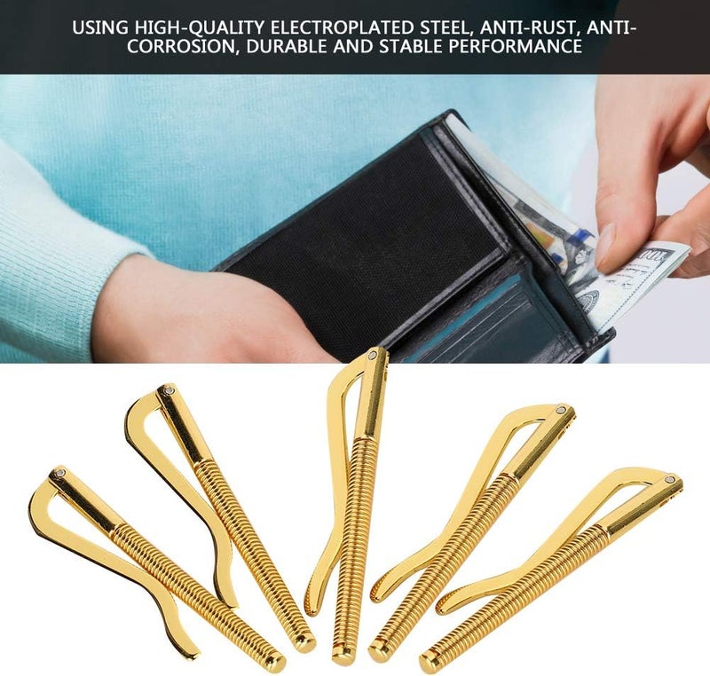 Money Clip, Cash Clip 75mm Spring Clip with High Hardness for Leather Wallet (Gold) - Image 4