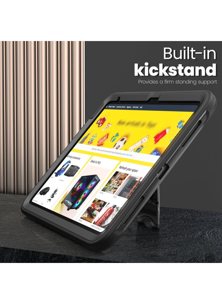 For iPad (2025)/10.9 (2022) Case PC+TPE Tablet Cover with Hidden Zinc Alloy Kickstand - Black - Image 4