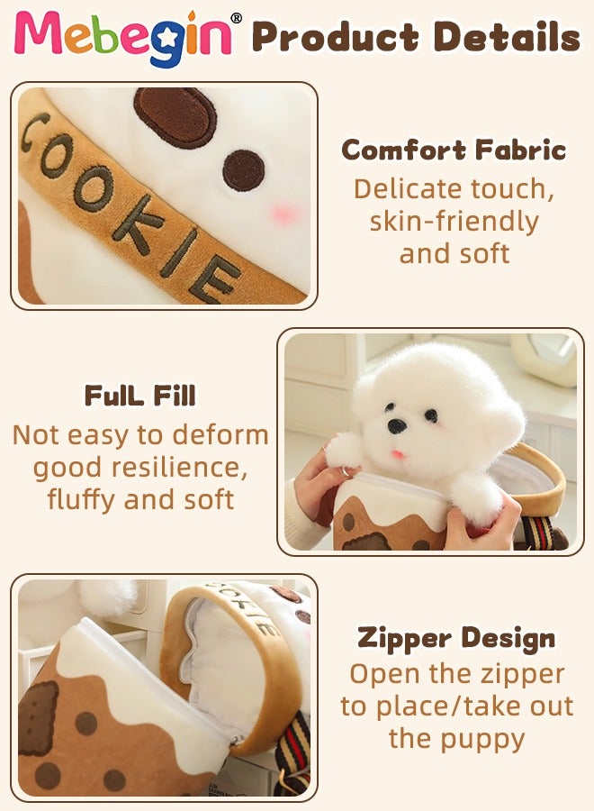 MEBEGIN Premium Plush Puppy with Backpack, Adorable Crossbody Bag with Adjustable Strap and Zipper Closure, Kids Messenger Bag and Plush Puppie, Mini Shoulder Bag, Fluffy Doll Bag, Carry-on Bag for Small Items, Ideal Gift for Girls  - Image 5