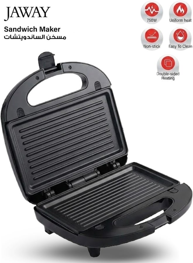 Jaway JAW‑501 750W Double‑Sided Non‑Stick Sandwich Maker With Automatic Temperature Control - Image 1