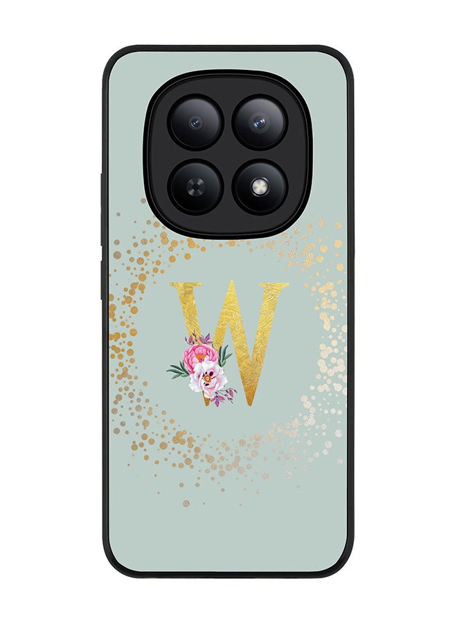 For Xiaomi Redmi Note 15 5G / Poco M8 Case,Slim fit Camera Protection, Shockproof Thin Phone cover  - Custom Monogram Floral - W  (Light Grey )