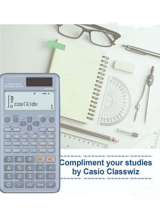 آلات حاسبة علمية قياسية Casio fx-991ES PLUS-2 باللون الأزرق