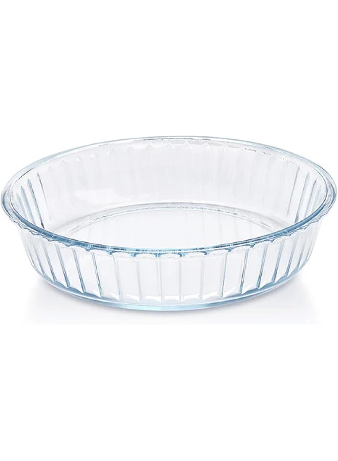 S-TOP Fluted Baking Dish 1.5 Liter made with S-TOPicate Glass | Oven, Microwave & Dishwasher Safe Pie & Quiche Dish | Heat Resistant Bakeware for Cooking & Serving, DSHEX0036 - Image 1