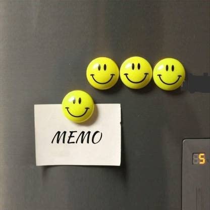 KRAFTMASTERS� Smiley Emoji Face Fridge Magnets (Pack of 10, Yellow, 3 cm Each) - Image 2