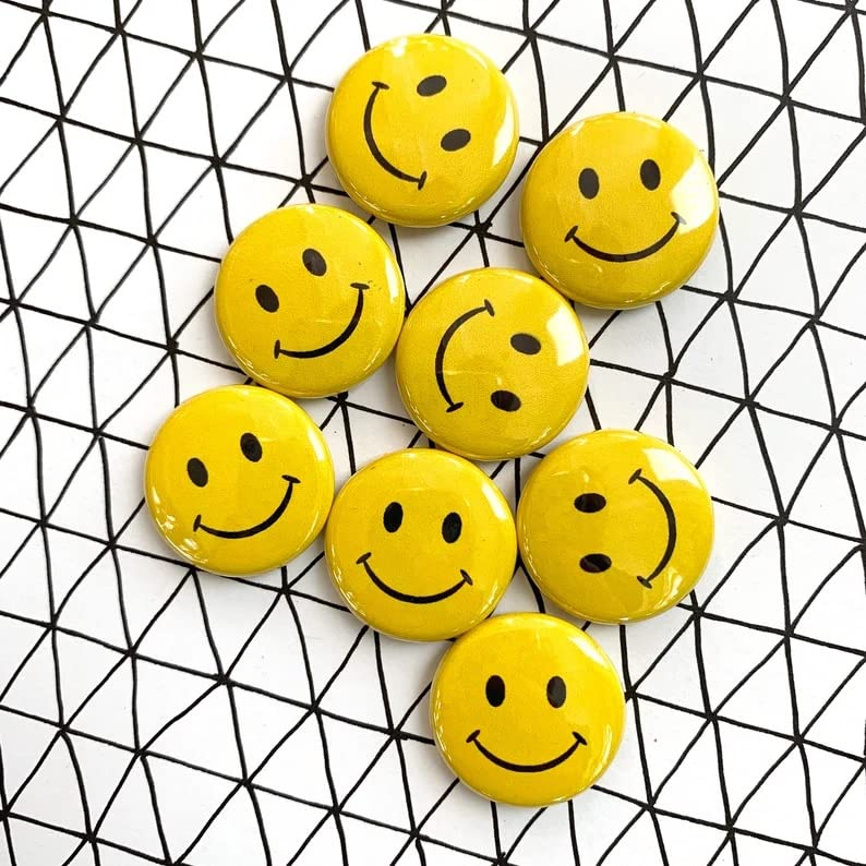 KRAFTMASTERS� Smiley Emoji Face Fridge Magnets (Pack of 10, Yellow, 3 cm Each) - Image 1