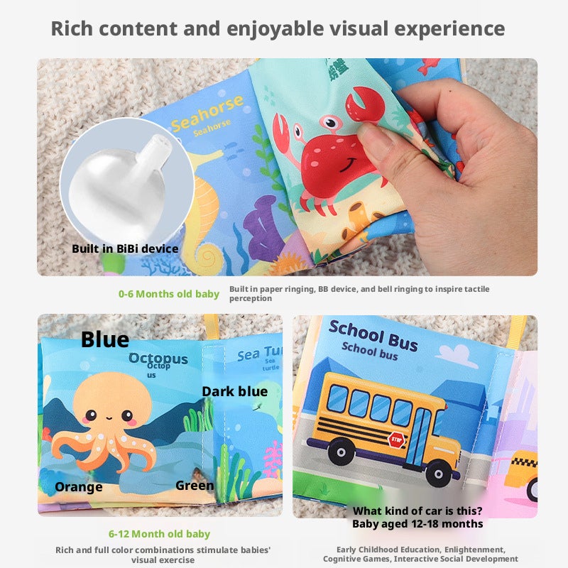 Baby Cloth Book - Tear Resistant, Chewable, Sound Early Education Toy - Image 3