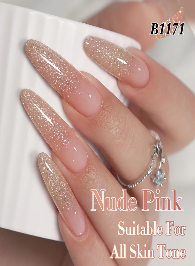 Double Rhythm جل طلاء الأظافر اللامع مزدوج الإيقاع 0.5 أونصة لون عاكس لصالون فن الأظافر DIY قابل للنقع 15 مل جل طلاء الأظافر في المنزل (وردي عاري-B1171) - Image 3