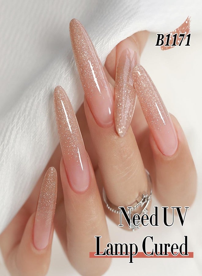 Double Rhythm جل طلاء الأظافر اللامع مزدوج الإيقاع 0.5 أونصة لون عاكس لصالون فن الأظافر DIY قابل للنقع 15 مل جل طلاء الأظافر في المنزل (وردي عاري-B1171) - Image 5