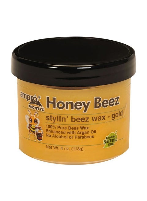 Pro Styl Beez Wax - Softens Your Hair and Provides Strong Hold - Infused with Argan Oil to Smooth and Condition Tresses - Creates Sleek Looks When Locking, Curling, and Braiding - Gold - 4 oz