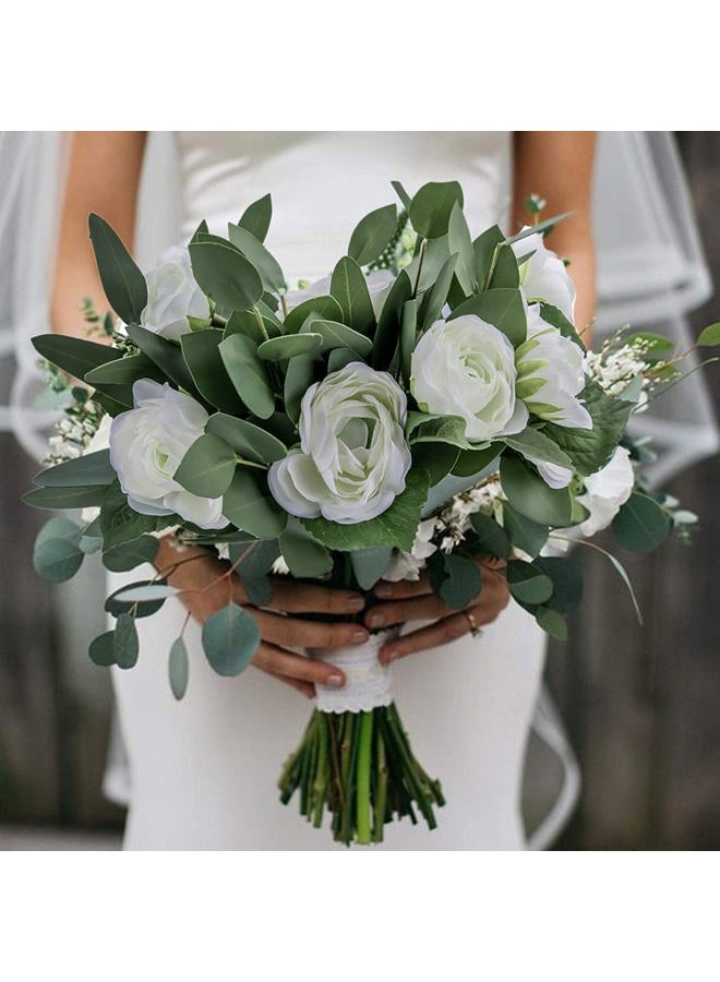 Greentime 8 Pack Artificial Eucalyptus Leaves Stems 13 Inches Faux Greenery Stems Branches for Vase Bridal Wedding Bouquet Table Centerpiece DIY Wreath Decor - Image 2
