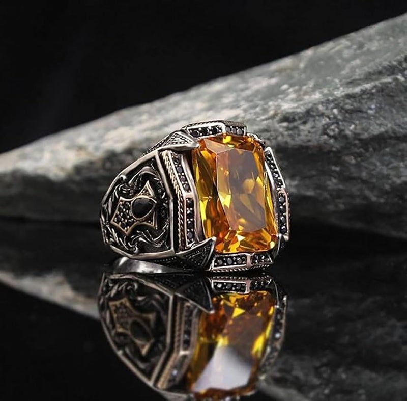 RUVEE Islamic & Turkish Design Stainless Steel Religious Metallic Plated Rings for Men & Boys - Image 4