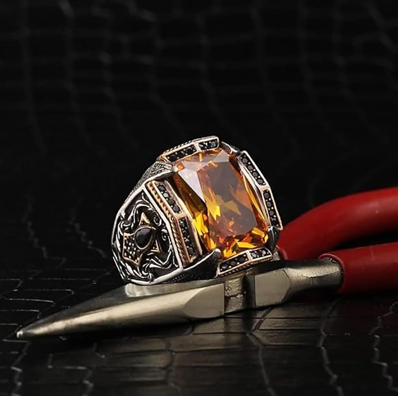 RUVEE Islamic & Turkish Design Stainless Steel Religious Metallic Plated Rings for Men & Boys - Image 3