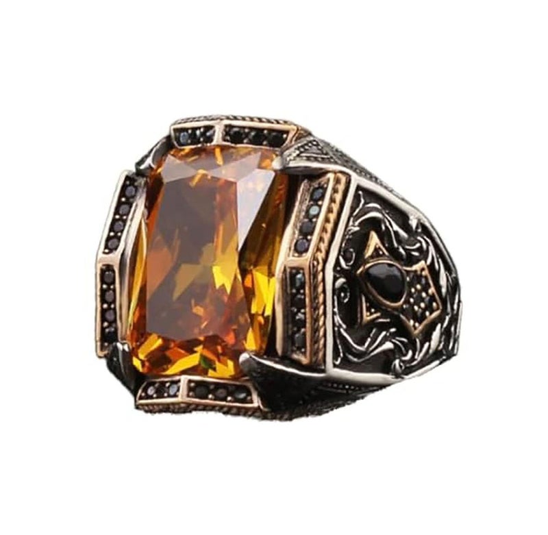 RUVEE Islamic & Turkish Design Stainless Steel Religious Metallic Plated Rings for Men & Boys - Image 1