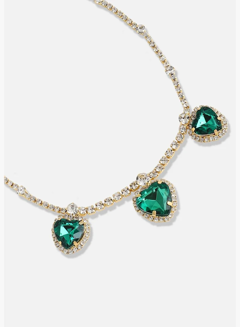 SOHI Gold Plated Designer Stone Casual Necklace and Earring Set For Women