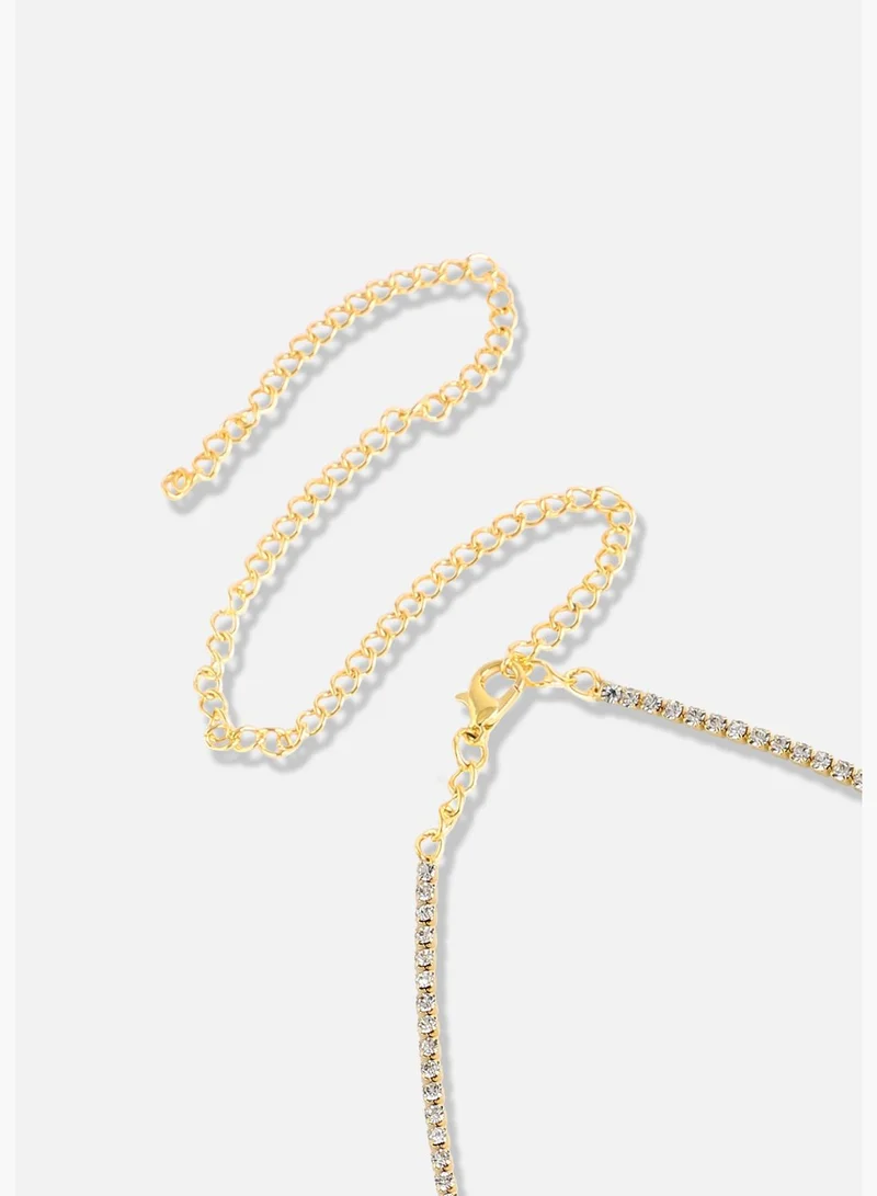 SOHI Gold Plated Designer Stone Casual Necklace and Earring Set For Women
