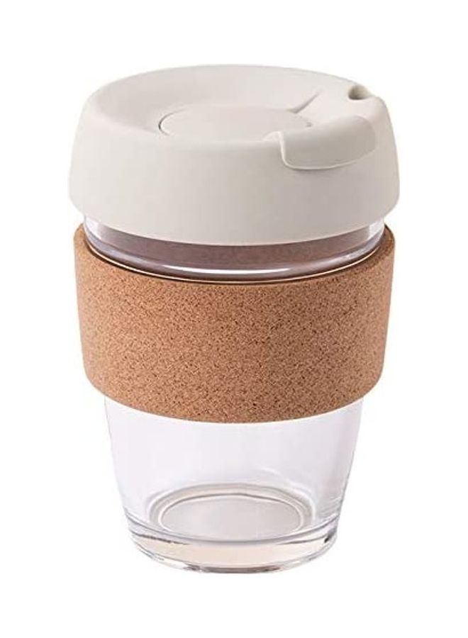 NIBEMINENT Coffee/Tea Cup with Lid and Anti-Scalding Cork Ring Clear/White  - Image 1