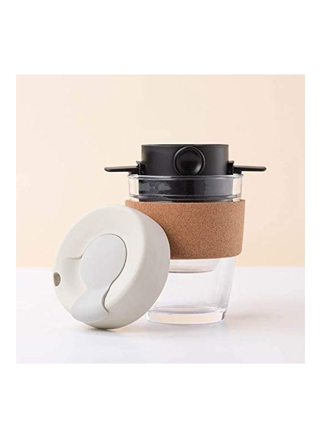 NIBEMINENT Coffee/Tea Cup with Lid and Anti-Scalding Cork Ring Clear/White  - Image 2