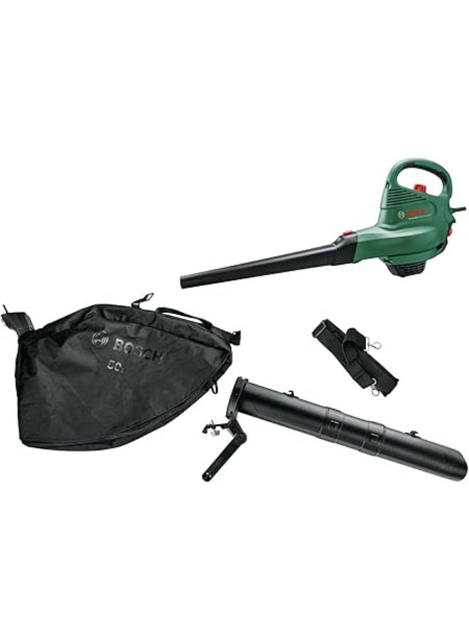 Bosch Universal Garden Tidy 3000 electric leaf blower and vacuum cleaner (3000 W, 50 l collection bag, variable speed, for blowing, vacuuming and shredding leaves, in box) - Image 1