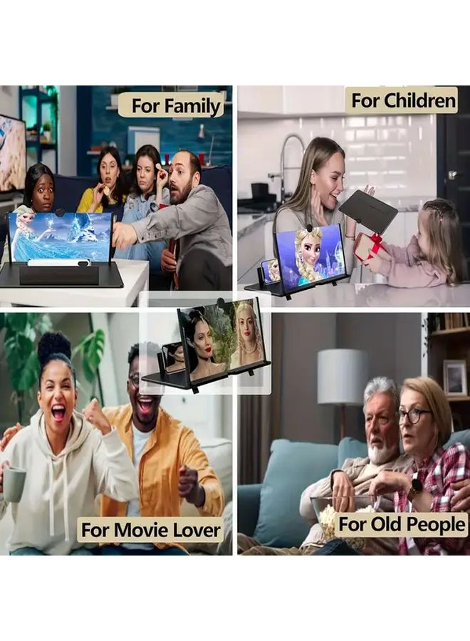 حامل هاتف أسود قابل للطي مع عدسة مكبرة مدمجة للشاشة لمشاهدة واضحة ومريحة - Image 5