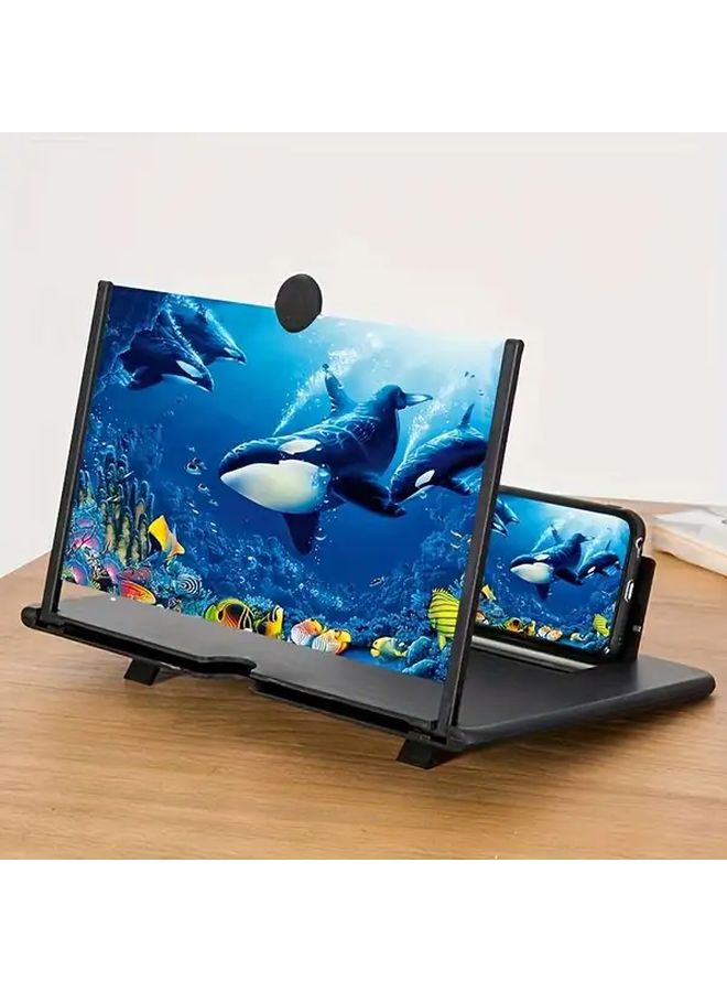 حامل هاتف أسود قابل للطي مع عدسة مكبرة مدمجة للشاشة لمشاهدة واضحة ومريحة - Image 3