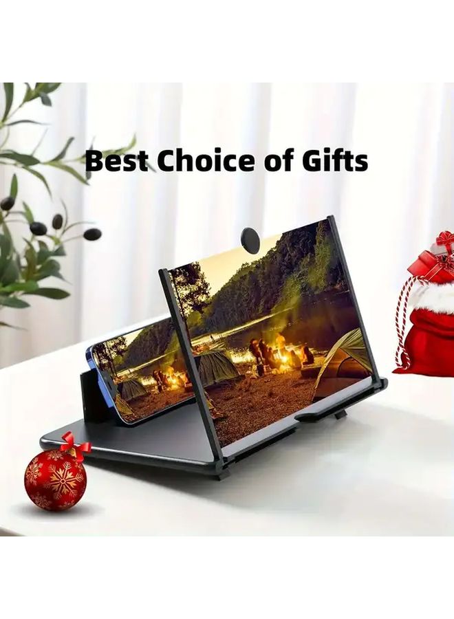 حامل هاتف أسود قابل للطي مع عدسة مكبرة مدمجة للشاشة لمشاهدة واضحة ومريحة - Image 1