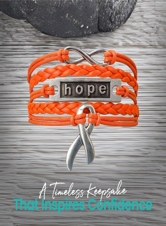 Infinity Collection Orange Ribbon Bracelet, Unisex, Adjustable 6-8 inch, Cancer Awareness Jewelry - Image 3