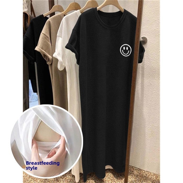 Summer Nursing Dress for Maternity Light gray [side opening] - Image 3