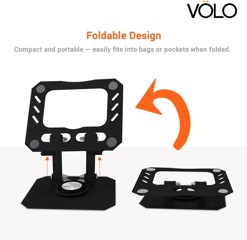 Volo 4-in-1 Book, Tablet, Laptop & Mobile Stand – Portable Adjustable Foldable Metal Holder for Reading & Study (Black (360°)) - Image 4