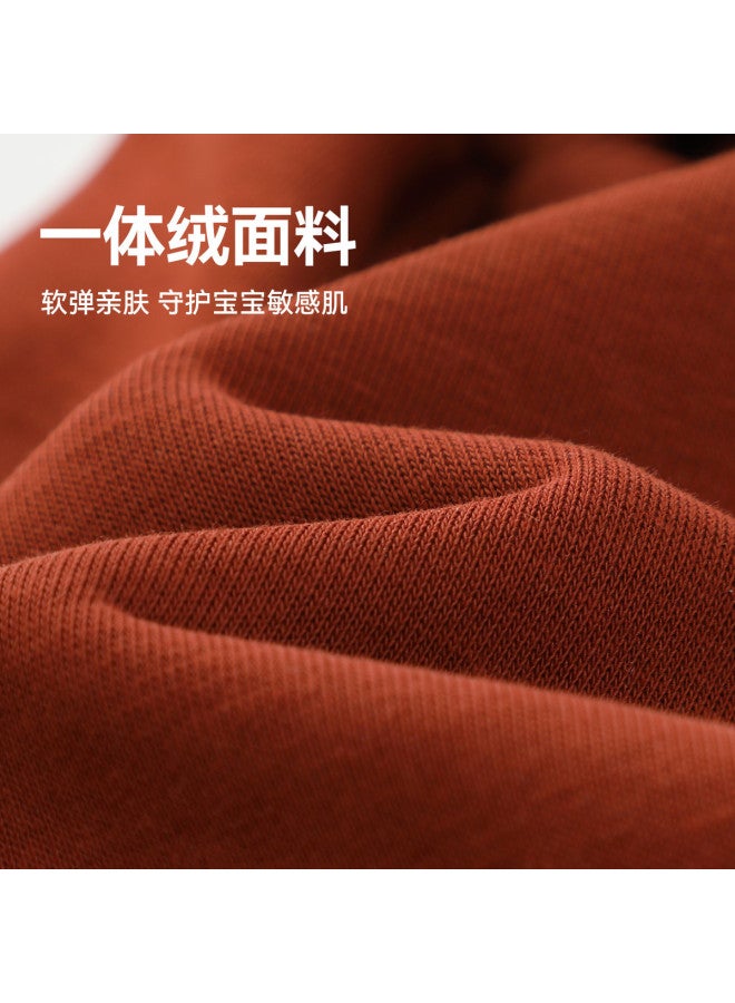 G One-piece Fleece] Baby Pants Fleece Winter Thickened Boys' Sweatpants Winter Red New Year Pants - Image 5