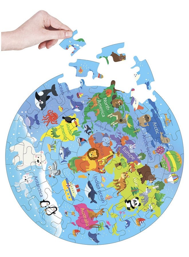 Fiddlys Creative Wooden Jigsaw Puzzle for Children 66Pcs (World Map) - Image 3