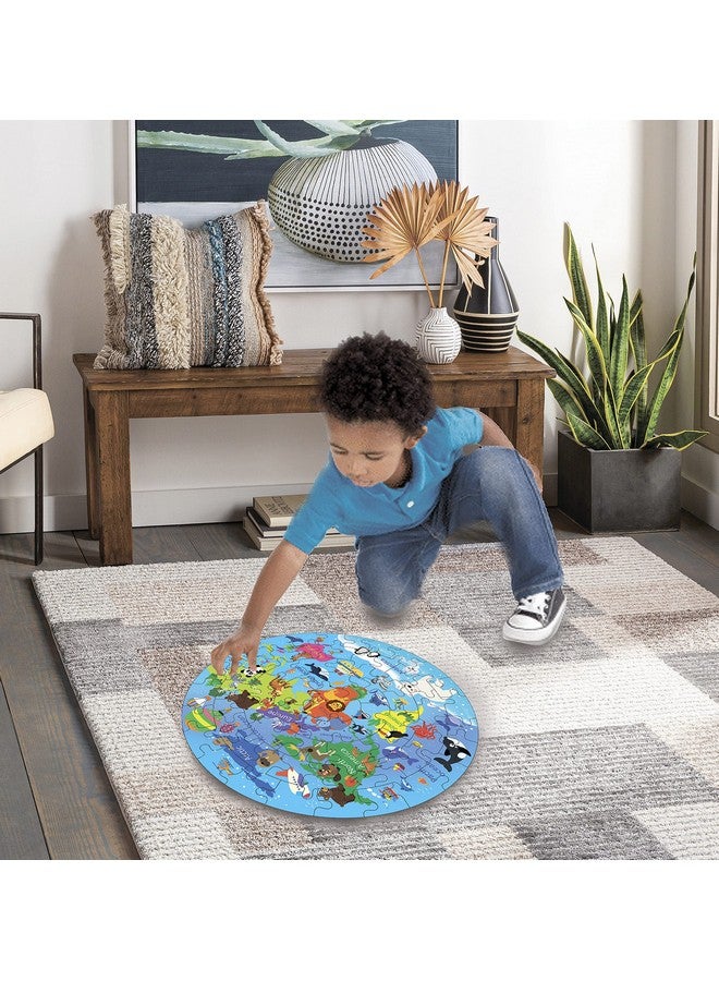 Fiddlys Creative Wooden Jigsaw Puzzle for Children 66Pcs (World Map) - Image 5