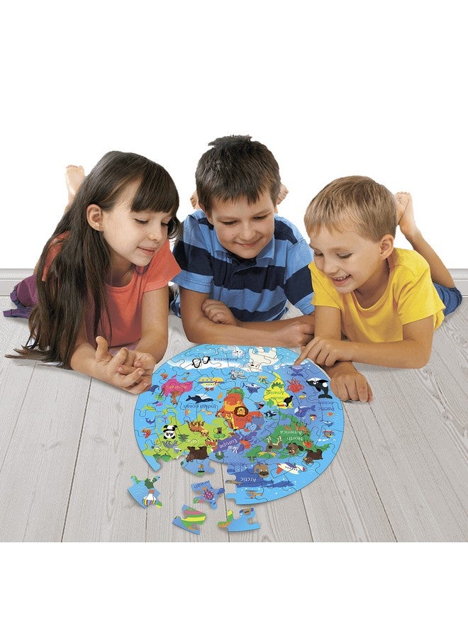 Fiddlys Creative Wooden Jigsaw Puzzle for Children 66Pcs (World Map) - Image 4