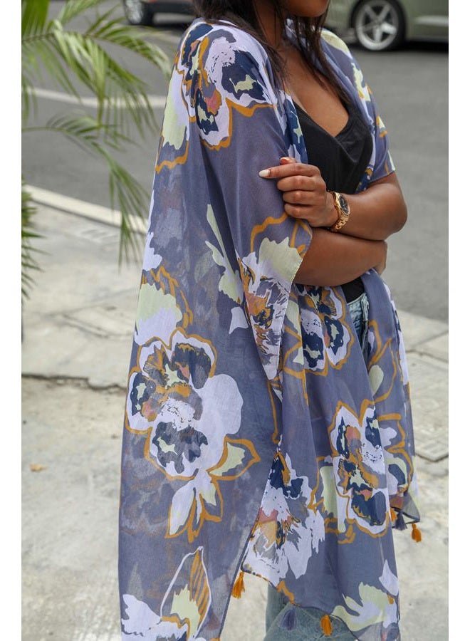 Moss Rose Women's Beach Cover up Swimsuit Kimono with Bohemian Floral Print, Loose Casual Resort Wear - Image 3