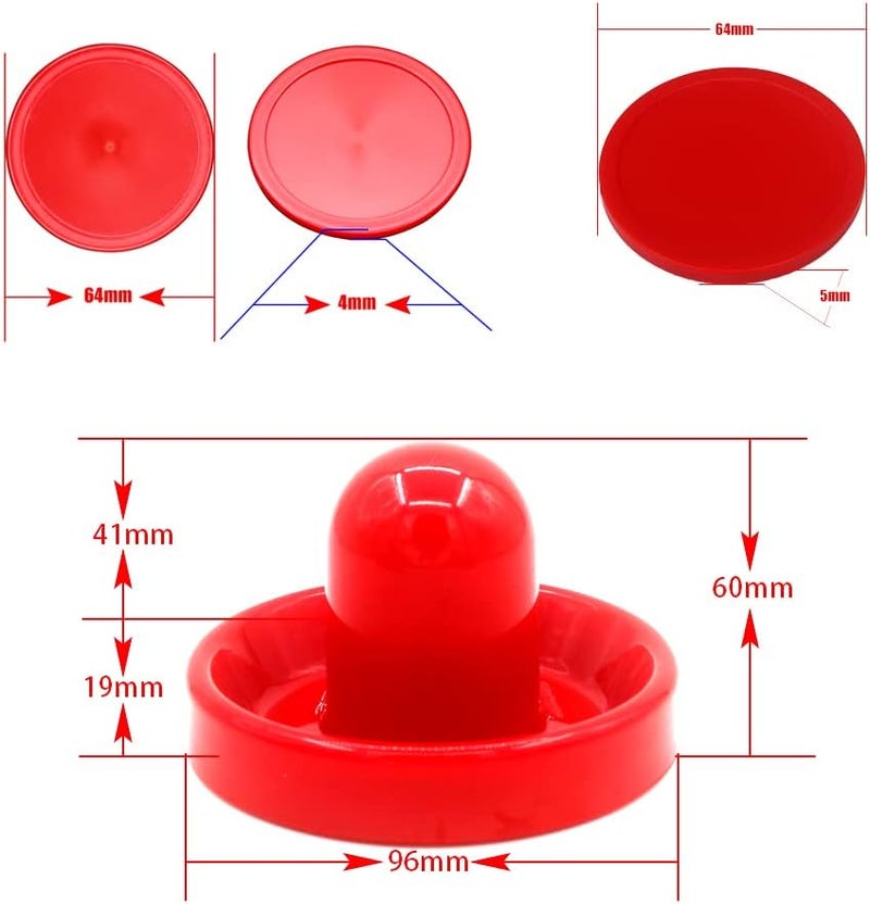 BQSPT Air Hockey Paddles and Pucks, Goal Handles Replacement Accessories for Game Tables (4 Striker 96mm with Pads, 8 Pucks 64mm Thick and Thin) - Image 3