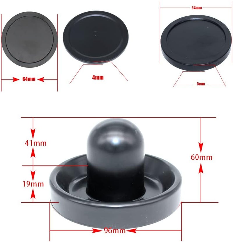 BQSPT Air Hockey Paddles and Pucks, Goal Handles Replacement Accessories for Game Tables (4 Striker 96mm with Pads, 8 Pucks 64mm Thick and Thin) - Image 4