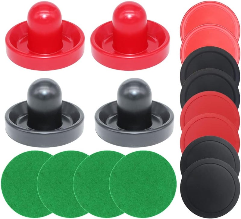 BQSPT Air Hockey Paddles and Pucks, Goal Handles Replacement Accessories for Game Tables (4 Striker 96mm with Pads, 8 Pucks 64mm Thick and Thin) - Image 1