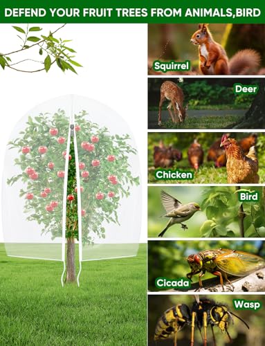 HKZ Fruit Tree Netting for Cicadas with Zipper 4Pcs 5 x 4FT Garden Bird Netting for Blueberry Bushes with DrawstringInsect Plant Protection Mesh Net Bags for TomatoCicadaAnimals 4 4 x 5 FT - Image 3