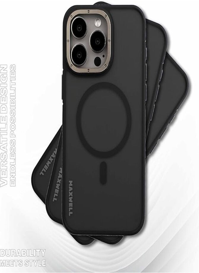 Maxwell Electronics - Maxwell Armor Soft Matte Compatible with MagSafe Case for iPhone 15 Pro - Full Protection, Drop-Proof Design, Metallic Lens Protection - Compatible with Magsafe (Black) - Image 1