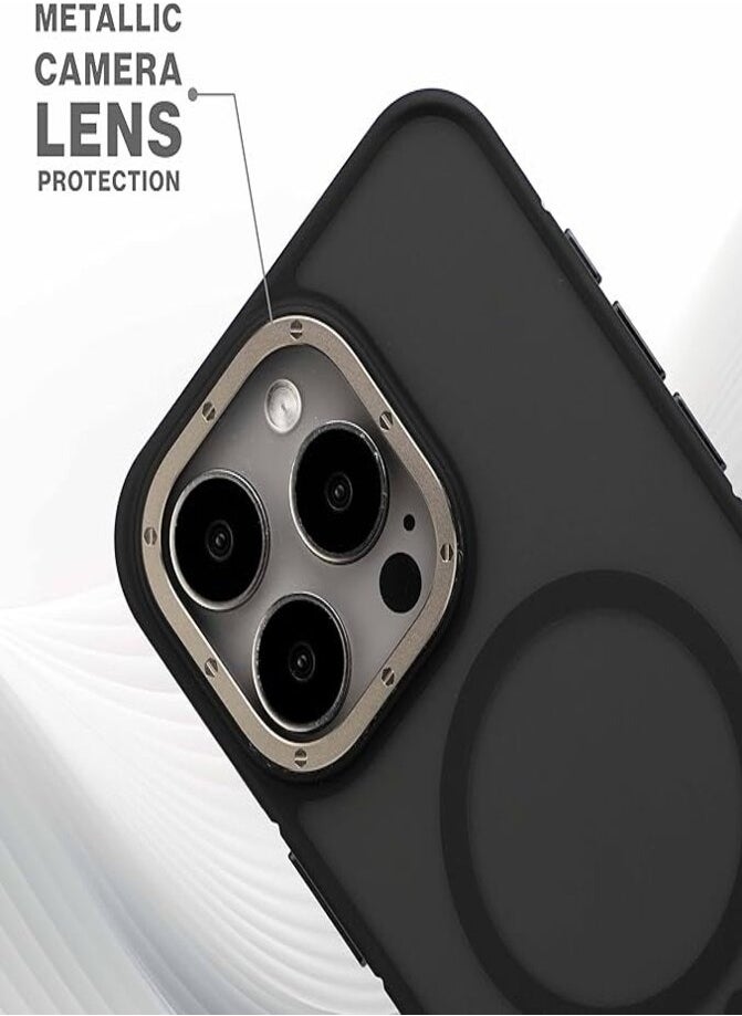 Maxwell Electronics - Maxwell Armor Soft Matte Compatible with MagSafe Case for iPhone 15 Pro - Full Protection, Drop-Proof Design, Metallic Lens Protection - Compatible with Magsafe (Black) - Image 1