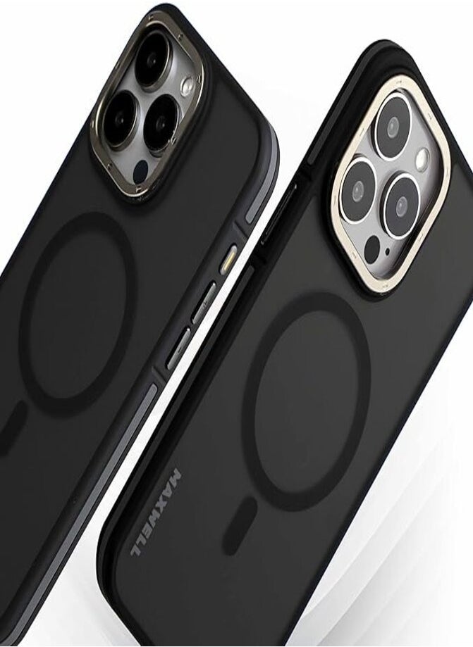 Maxwell Electronics - Maxwell Armor Soft Matte Compatible with MagSafe Case for iPhone 15 Pro - Full Protection, Drop-Proof Design, Metallic Lens Protection - Compatible with Magsafe (Black) - Image 1