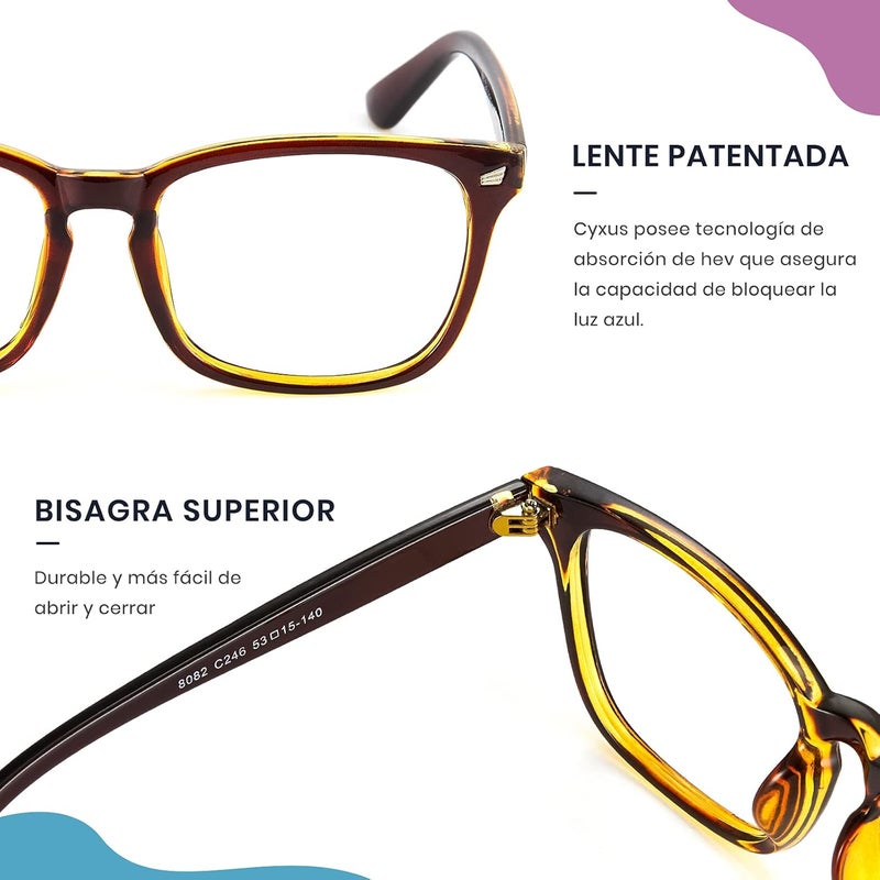 Cyxus Blue Light Glasses for Men Women Reduce Eye Strain UV Blocking for Computer Screen 8082 - Image 3