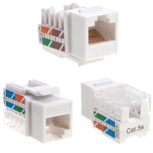 SATMAXIMUM Keystone Jack Cat5e Ethernet Wall Jack 45-Degree UTP Punch Down RJ45 Slim Profile Speed Termination White – Pack of 5/10/20/30/50 - Easier Termination Than 90-Degree (30) - Image 2