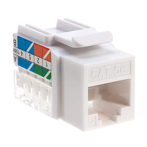 SATMAXIMUM Keystone Jack Cat5e Ethernet Wall Jack 45-Degree UTP Punch Down RJ45 Slim Profile Speed Termination White – Pack of 5/10/20/30/50 - Easier Termination Than 90-Degree (30) - Image 3