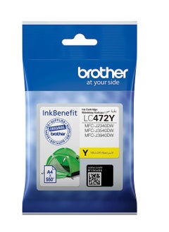 brother Brother Genuine LC472Y Yellow Printer Ink Cartridge, Prints up to 550 pages  - Image 1