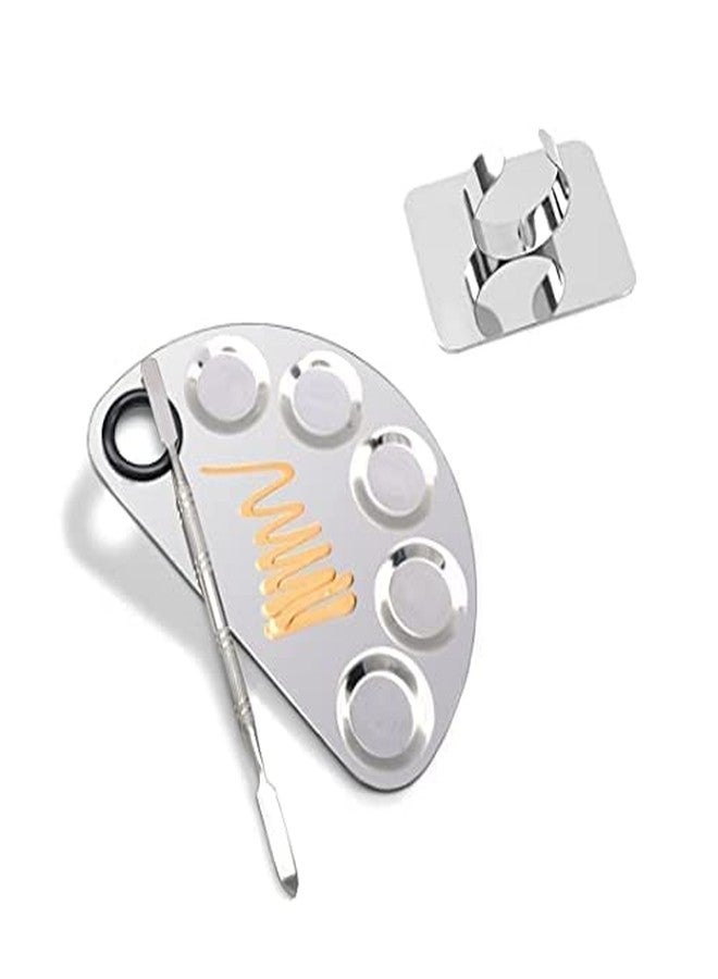 Ruby Face Rubyface 2Pcs Cosmetic Mixing Makeup Palette Spatula Makeup Artist Tool Mini Ring Palette, Beauty Salon Color Cream Mixing Palette With A Spatula Makeup Nail Art Palette (SET- B) - Image 2