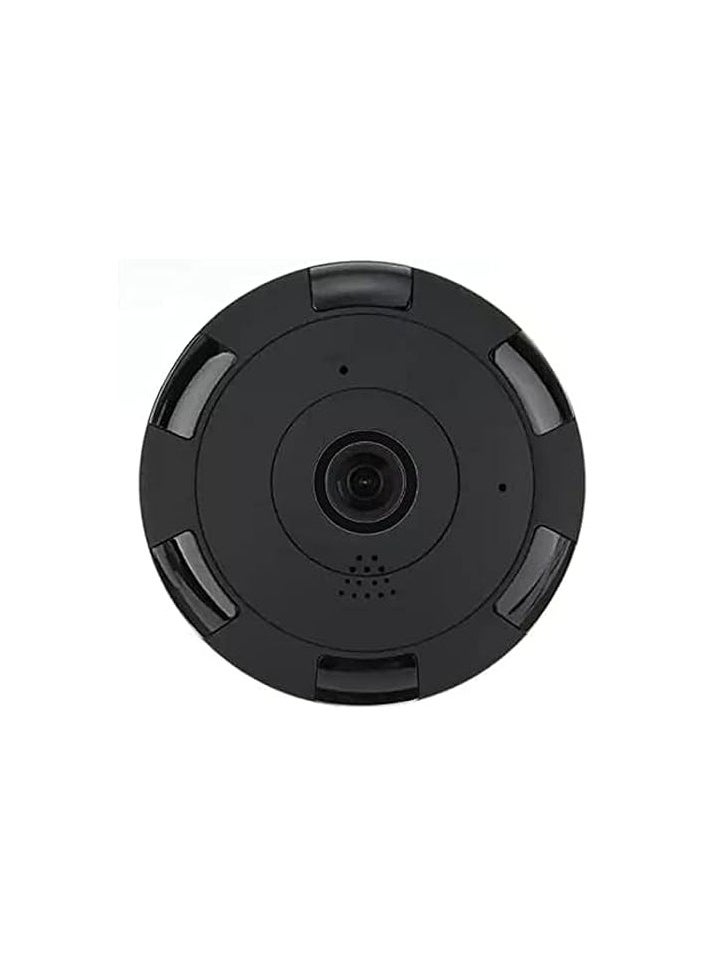 ماركة غير محددة - كاميرا مراقبة بزاوية رؤية بانورامية 360 درجة، واي فاي، بطاقة MicroSD، بدون DVR، ميكروفون وسماعة، رؤية ليلية - أسود - Image 1
