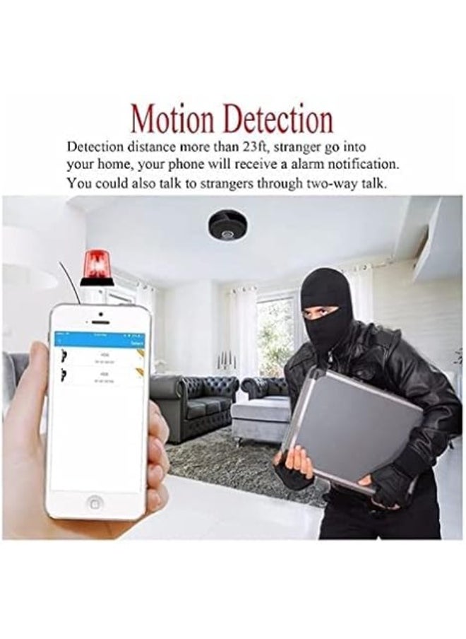 ماركة غير محددة - كاميرا مراقبة بزاوية رؤية بانورامية 360 درجة، واي فاي، بطاقة MicroSD، بدون DVR، ميكروفون وسماعة، رؤية ليلية - أسود - Image 1