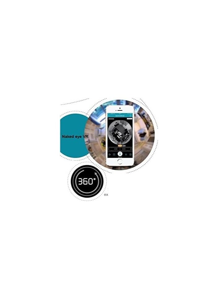 ماركة غير محددة - كاميرا مراقبة بزاوية رؤية بانورامية 360 درجة، واي فاي، بطاقة MicroSD، بدون DVR، ميكروفون وسماعة، رؤية ليلية - أسود - Image 1